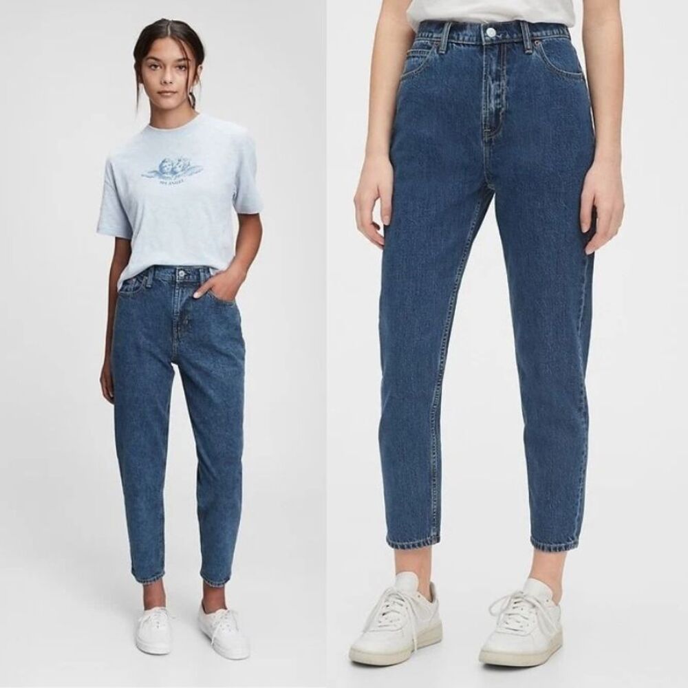 Gap High Rise Mom Jeans Womens Sz 28 Tapered Ankle 100% Cotton Denim Retro 90s